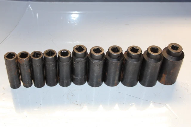 MAC TOOLS 1/2" Drive Deep Impact Socket SET 11pcs USA VDP406R VDP166R