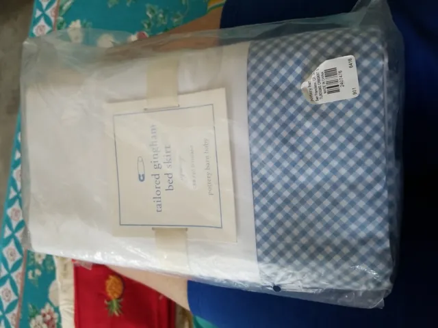 Nwt Pottery Barn Baby Tailored Gingham Bed Crib Skirt Juponnage  Cotton