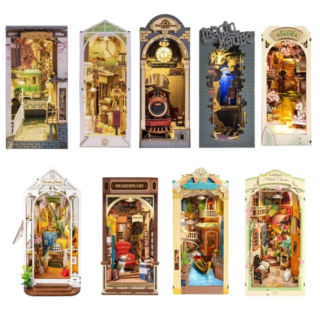 ROLIFE DIY BOOK Nook Wooden Miniature Doll House for Bookshelf Insert ...