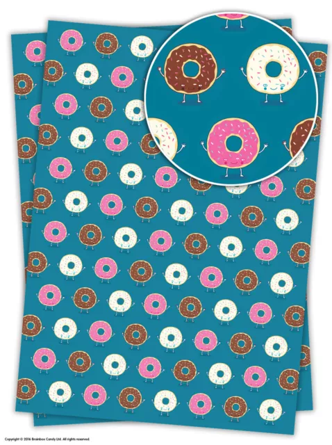 Brainbox Candy Donut wrapping paper gift wrap sheets birthday funny novelty cute