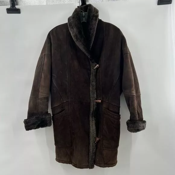 MARVIN RICHARDS BROWN fur leather fur lined coat jacket size S $84.00 ...