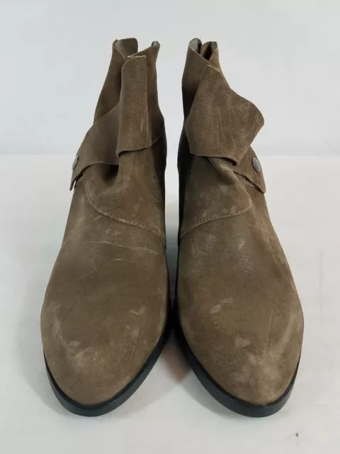 Eileen Fisher Women's Billie Tag Wrap Brown Suede Back Zip Ankle Bootie Size 7.5