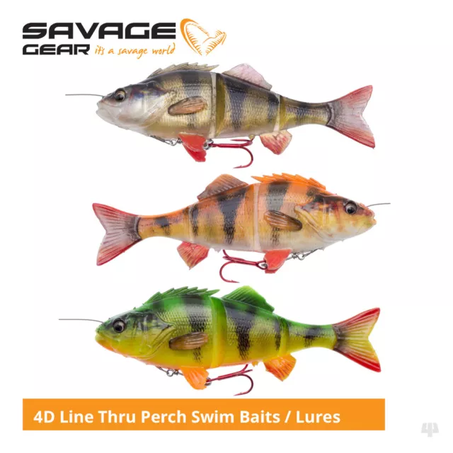 Savage Gear 4D Line Thru Perch Swim Baits / Lures - Pike Zander Musky Fishing