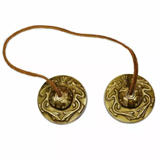 Brass Tingsha Bell With Dragon Symbols For Meditation Tibetan Cymbals- 6.5 Cm 2