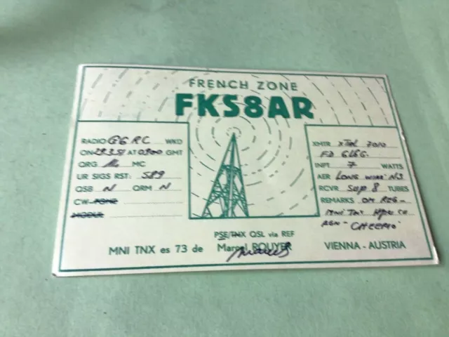 Vintage QSL Radio communication card French zone 1951 Ref 52726