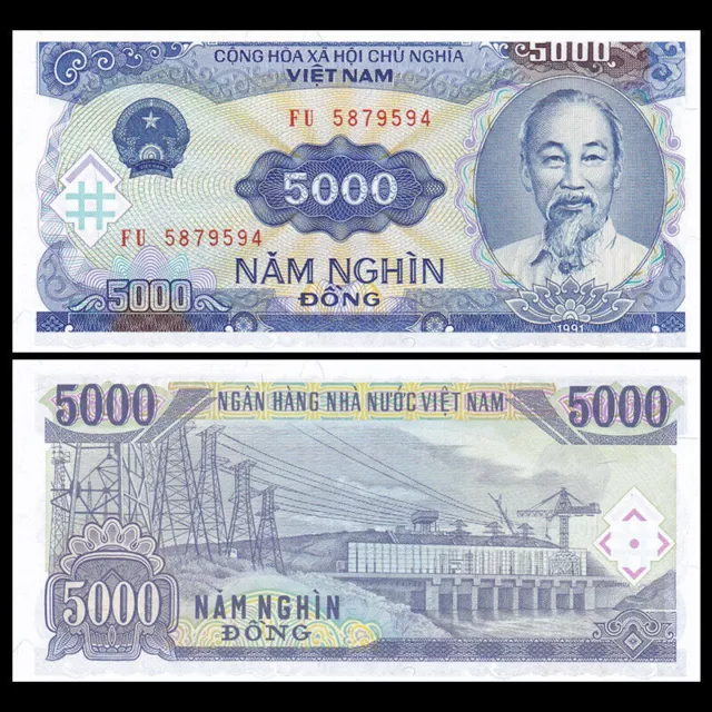 Vietnamese Dong 5K 5000  Banknote 1991 Vietnam VND Uncirculated UNC