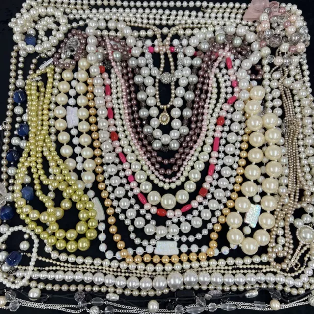 Job Lot Vintage / Modern Faux Pearl  Necklace House Clearance Jewellery Craft