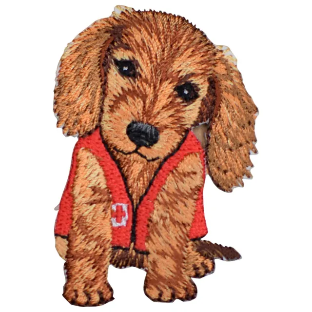 Therapy Dog Applique Patch - First Aid Vest Emergency Puppy Badge 2" (Iron on)