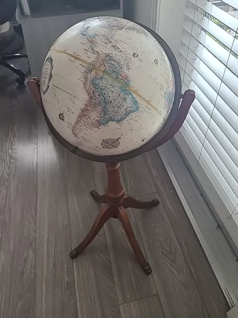 Vtg 1990s Replogle 12 inch diameter Globe World Classic Series with wooden stand