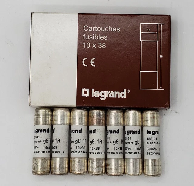 7x Legrand Assurance 13301 Sécurité 1A 500V 10x38