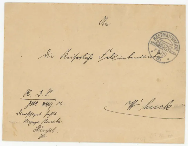 DSWA Deutsch-Südwestafrika R.D.S. Brief Keetmanshoop Windhuk 1906