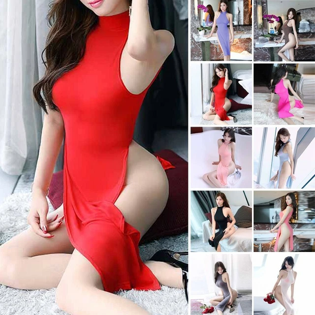 1 Pezzi Vestito Donna senza Maniche da Club Moda Abito Lingerie Discoteca Solido
