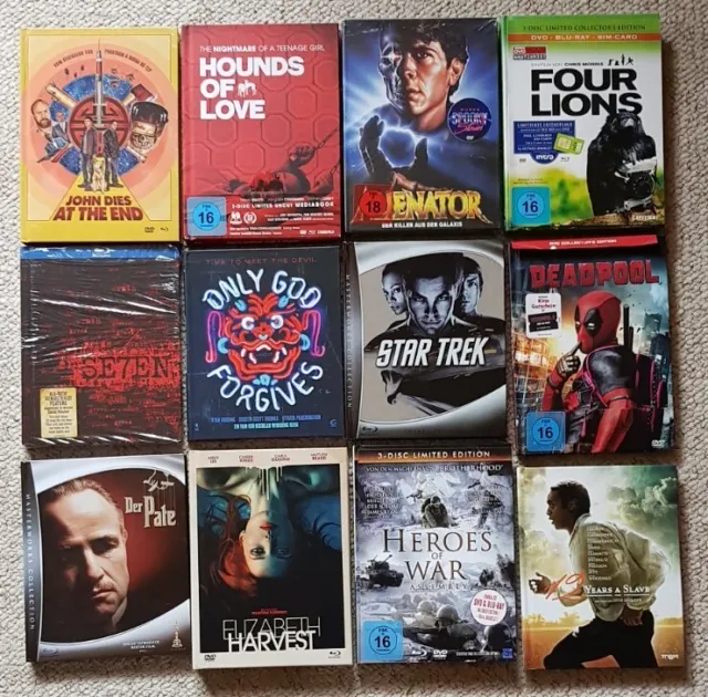 12 Filme Mediabook Set / Konvolut : Bluray/DVD : Der Pate, Four Lions, Sieben...