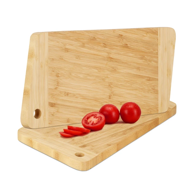 2x Planches à découper en bambou avec trou suspension planche de service cuisine