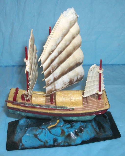 Sunken Chinese Junk on Rocks Aquarium Bubbler Decoration Vintage NR