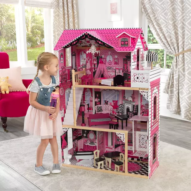 Kidkraft Amelia Wooden Dolls House with Furniture and Accessories Included, 3 St 2