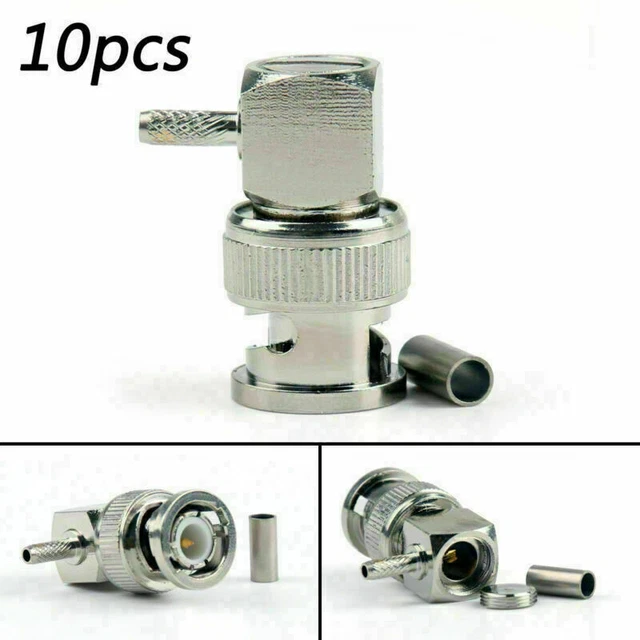 10xConnettore BNC Male Plug 90° Crimp RG174 RG316 LMR100 Cavo Right Angle New ZA