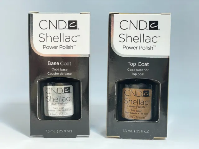 CND Shellac Power Polish Base & Top Coat BOXED 7.3ml UV Nail Gel UK Seller