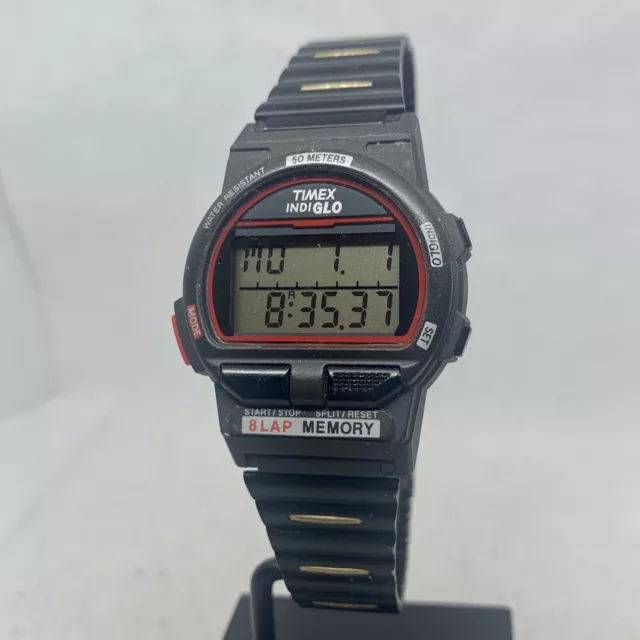 VTG TIMEX IRONMAN Triathlon Watch Men Black Digital 100M Chrono
