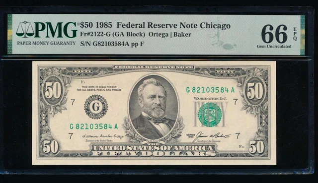 AC $50 1985 Chicago FRN PMG 66 EPQ  Fr 2122-G