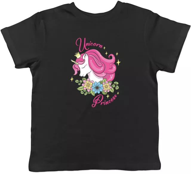 Unicorn Princess Kids T-Shirt Pink Flowers Childrens Girls Gift