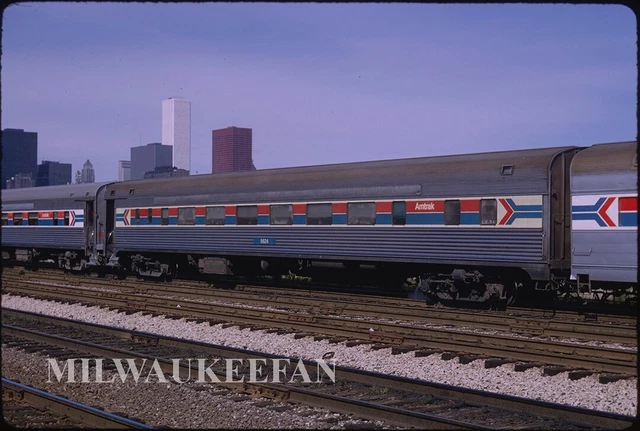 Original Kodachrome slide Amtrak AMT passenger coach 5624 Chicago Illinois 1974