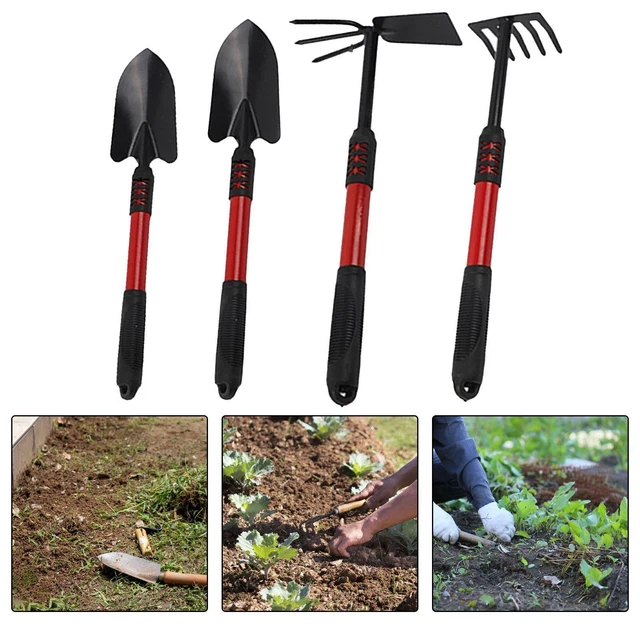 Kit Outils Jardinage GREENGERS - 4 Pièces (pelle, Transplantoir, Râteau, Fourche) Pour Balcon
