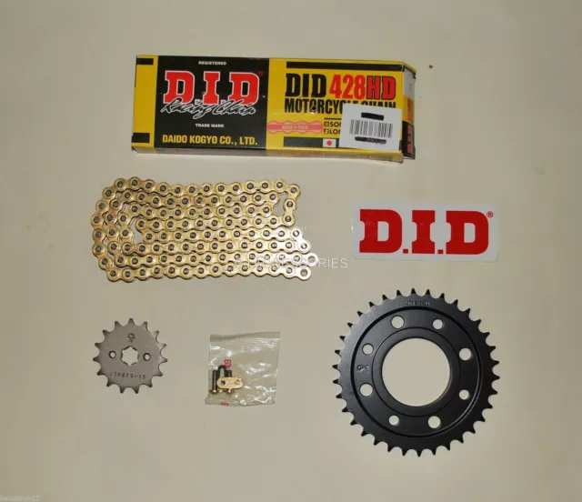 DID Gold Heavy Duty 428 Chain & JT Sprocket Upgrade Kit Honda Z125 Monkey 18-21