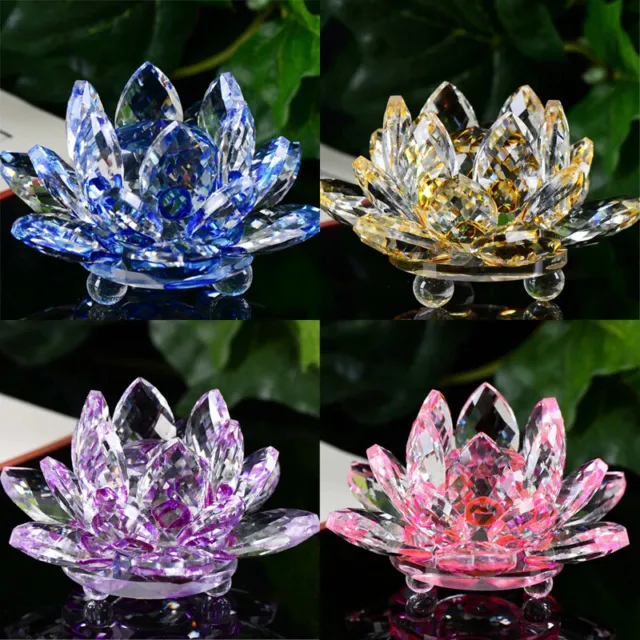 Crystal Lotus Flower Ornament Large Crystocraft Home Decor Quartz Gift Fengshui