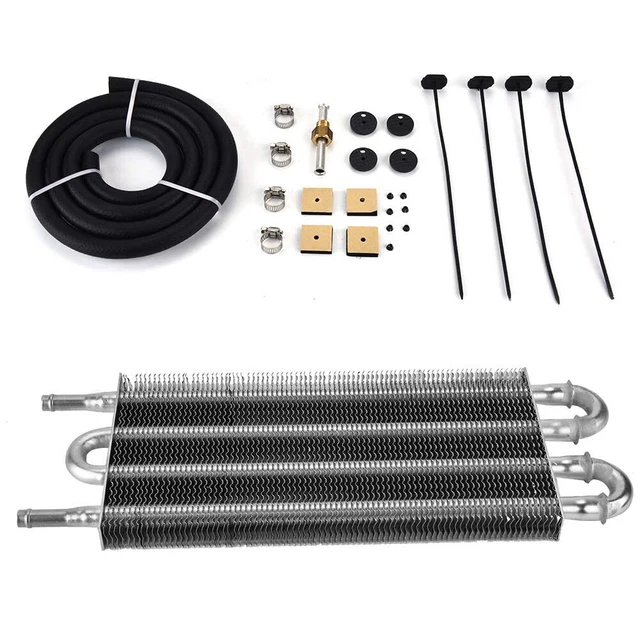 Car Auto-Manual Radiator 4 Row Aluminum Remote Transmission Oil Cooler Kits NEW