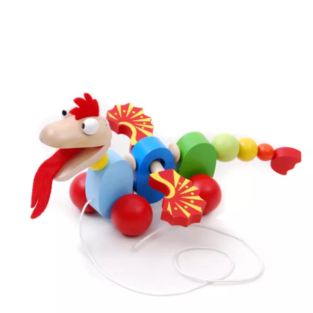 Brand new wooden pull / walk along toy animal - Dragon