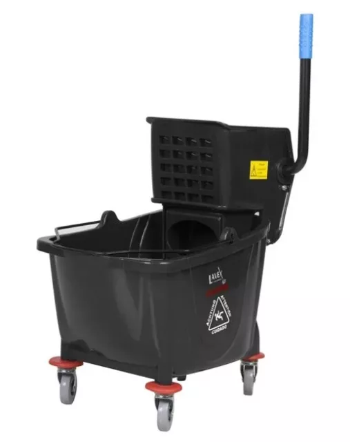 35 QT Black Combo Mop Bucket & Side Press Wringer Lavex