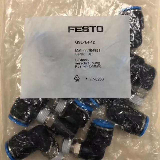 10PC NEW QSL-1/4-12 164981 For FESTO L-type quick plug threaded joint