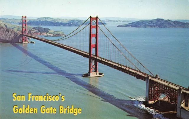 San Francisco Bay CA California, Golden Gate Bridge Aerial View Vintage Postcard