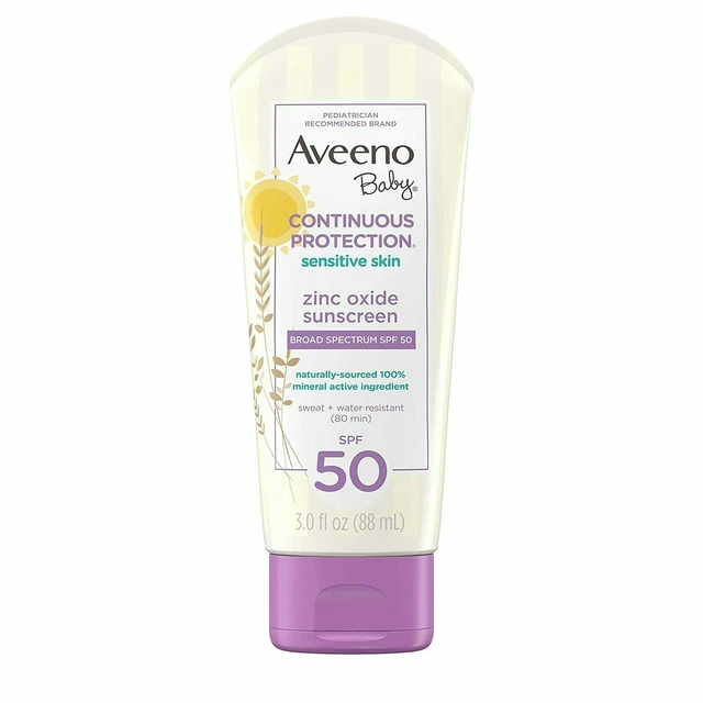 Aveeno Baby Zinc Oxide Suncreen Lotion, SPF 50 3 Fl Oz