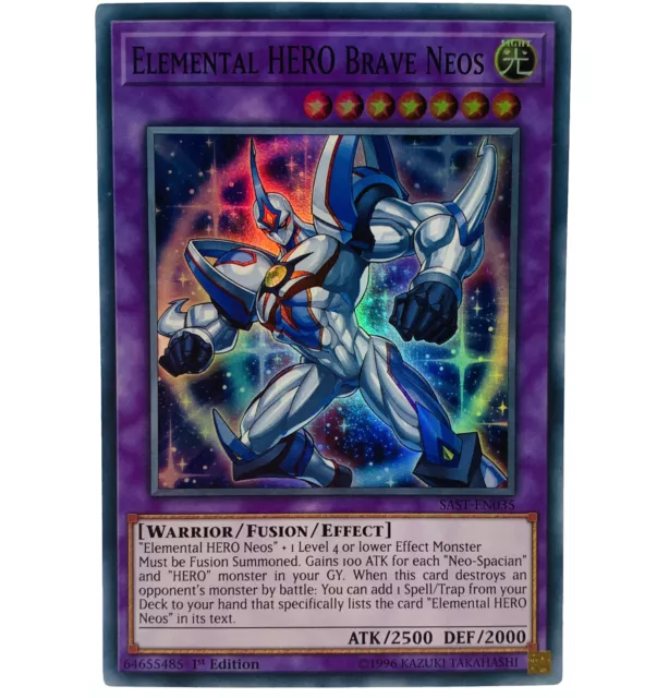 YUGIOH Elemental HERO Brave Neos SAST-EN035 Super Rare 1st Edition NM-MINT