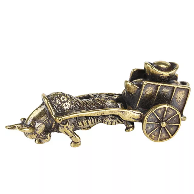 1PC Copper Ox Cart Figurines Miniatures Statue Desktop Decor Home AccessoAGA ZSY