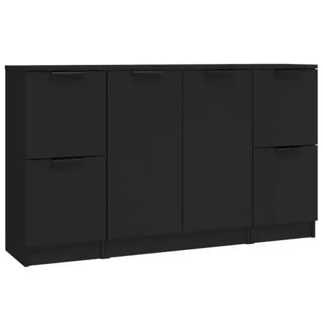 AX Credenza 3 Mobiletti Nero Soggiorno Madie Salotto Arredo Elegante New 3115845