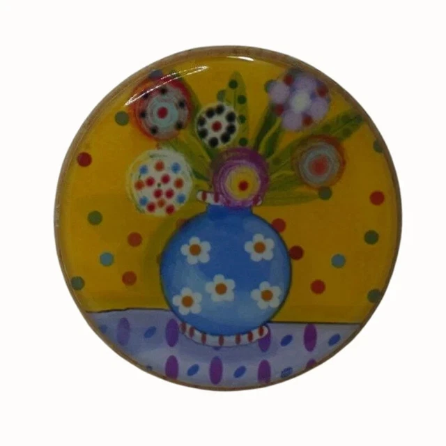 Wooden Wall Hook, Coat Hook, Handcrafted Wall Hanger, Bright Flowers, Yellow