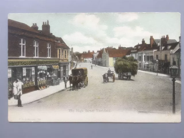 Titchfield 'High Street' scene shop & haycart 1905 (FGO Stuart) postcard Fareham