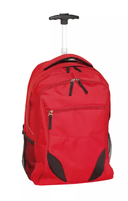 Trolley Rucksack Rot mit Rollen 34x52x28 1,55KG 45L Gestänge 100 cm Reisetasche