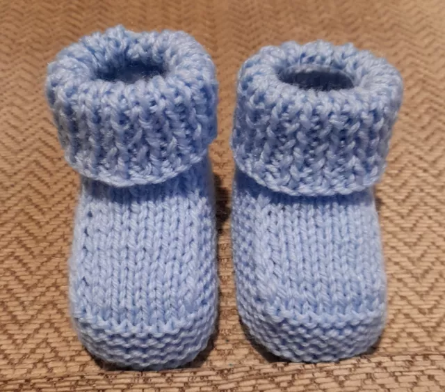 Hand Knitted  Baby Bootees/Booties ~  Blue ~ 0-3 months ~