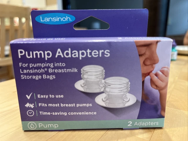 2 Pack Lansinoh Pump Adapters, for use w/ Lansinoh Breastmilk Storage Bags, NIB