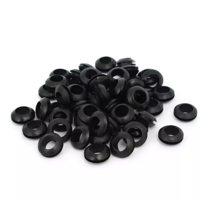 50pcs 10mm Inner Dia Black Rubber Ring Grommet for Electrical Wire Sealing