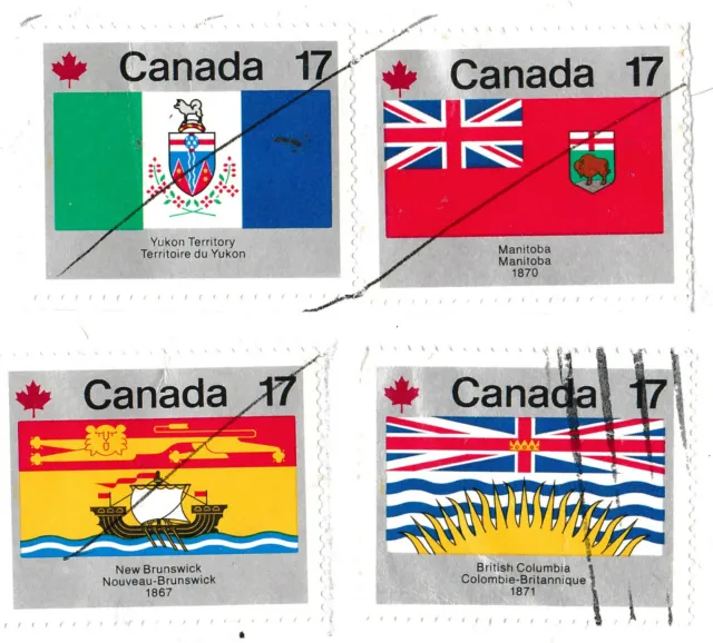 stamps PROVINCES flag Canada New Brunswick Manitoba Yukon British Columbia