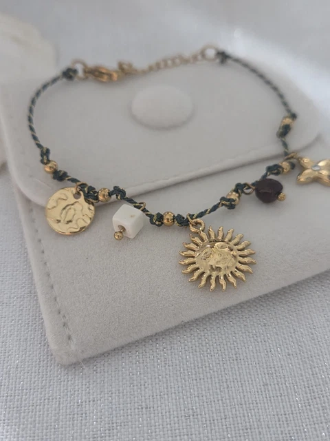 Bracelet Bohème Femme Fait Main - Argent Tibétain Et Verre, Pièce Unique T5, Neuf Avec étiquette