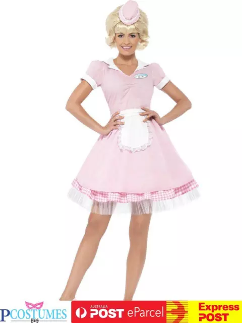 LADIES 50 S 50S Diner Girl Waitress Costume 1950s Female Rock N Roll Fancy Dress 49.99 PicClick AU