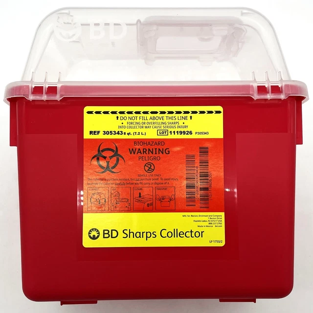 (19) 8 Quart Red BD Sharps Collectors W/ Clear Lids-Lot 1119926 Medical Waste