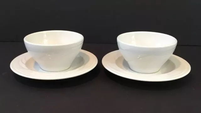 Vintage Syracuse China Cascade Set of 2 Bullion Cups & Saucers Restaurant NOS