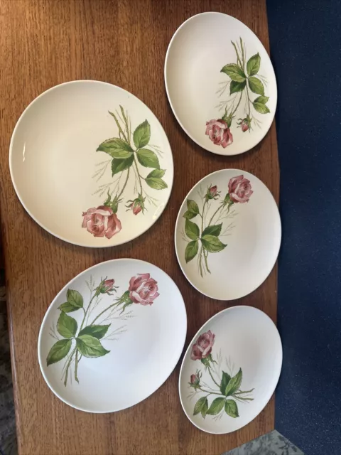 REAL! Vintage Edwin Knowles Tea Rose 10” Dinner Plate MCM 1950’s Set Of 5